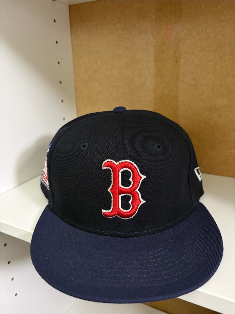 New Era Boston Red Sox Navy & Black Snapback Hat with Red Logo